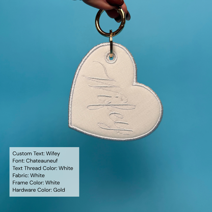 Custom Embroidered Bag Tag - Heart Shaped