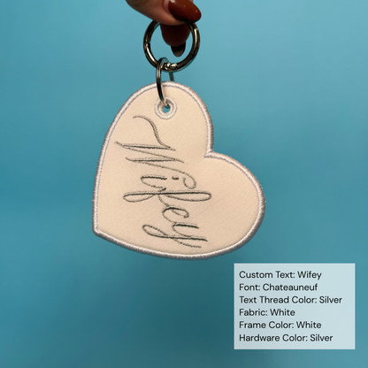Custom Embroidered Bag Tag - Heart Shaped