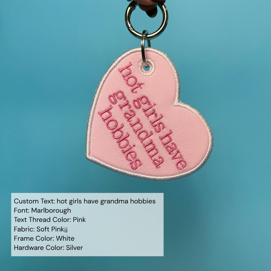 Custom Embroidered Bag Tag - Heart Shaped
