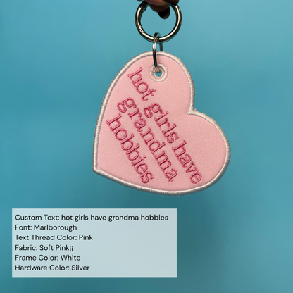 Custom Embroidered Bag Tag - Heart Shaped