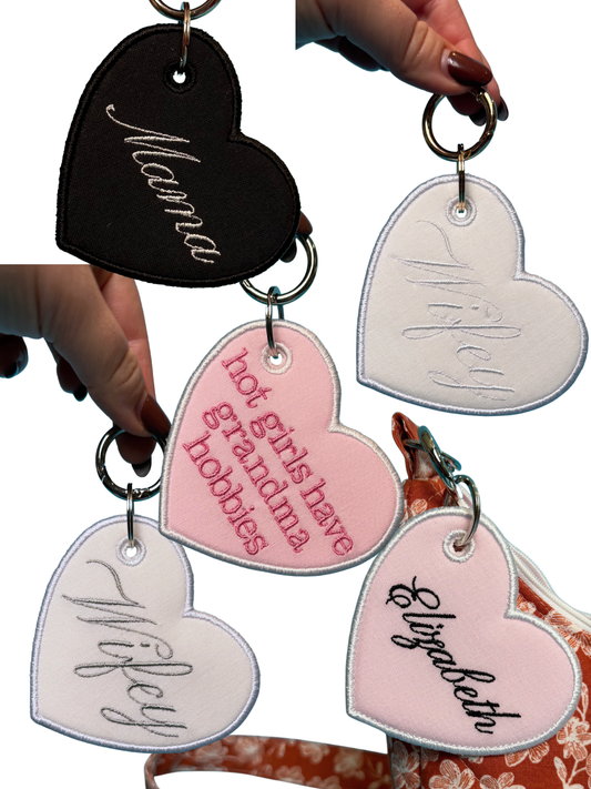 Personalized Embroidered Heart-Shaped Bag Tag