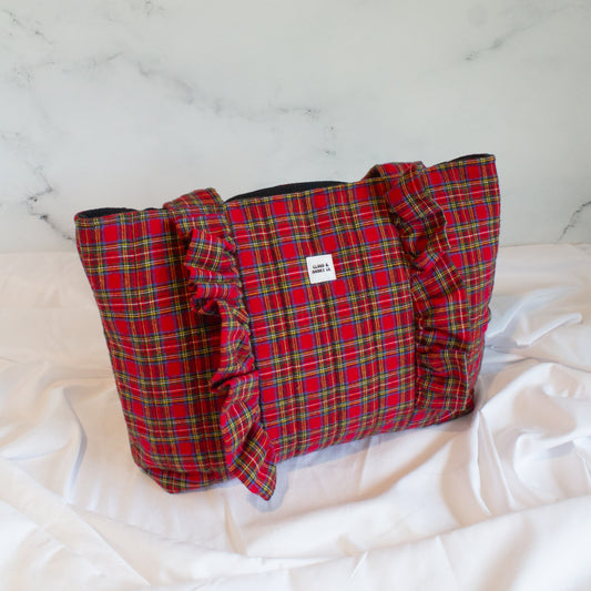 Small Ruffle Tote - Tartan Plaid