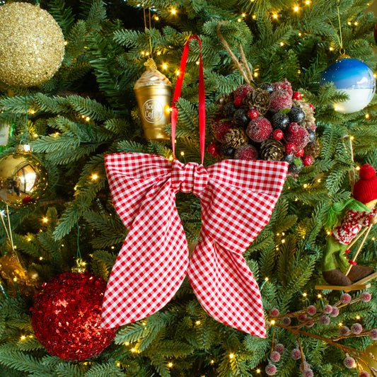Handmade Red Gingham Fabric Decorative Bow