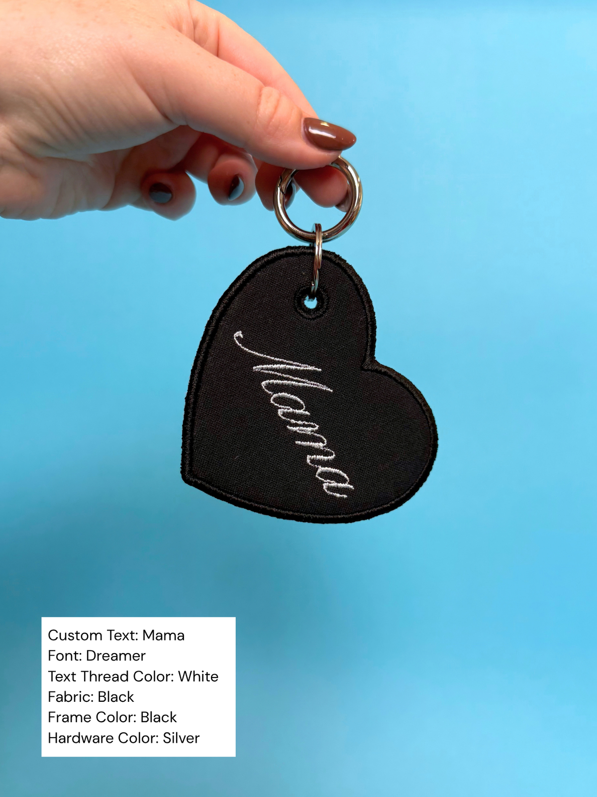 Personalized Embroidered Heart-Shaped Bag Tag