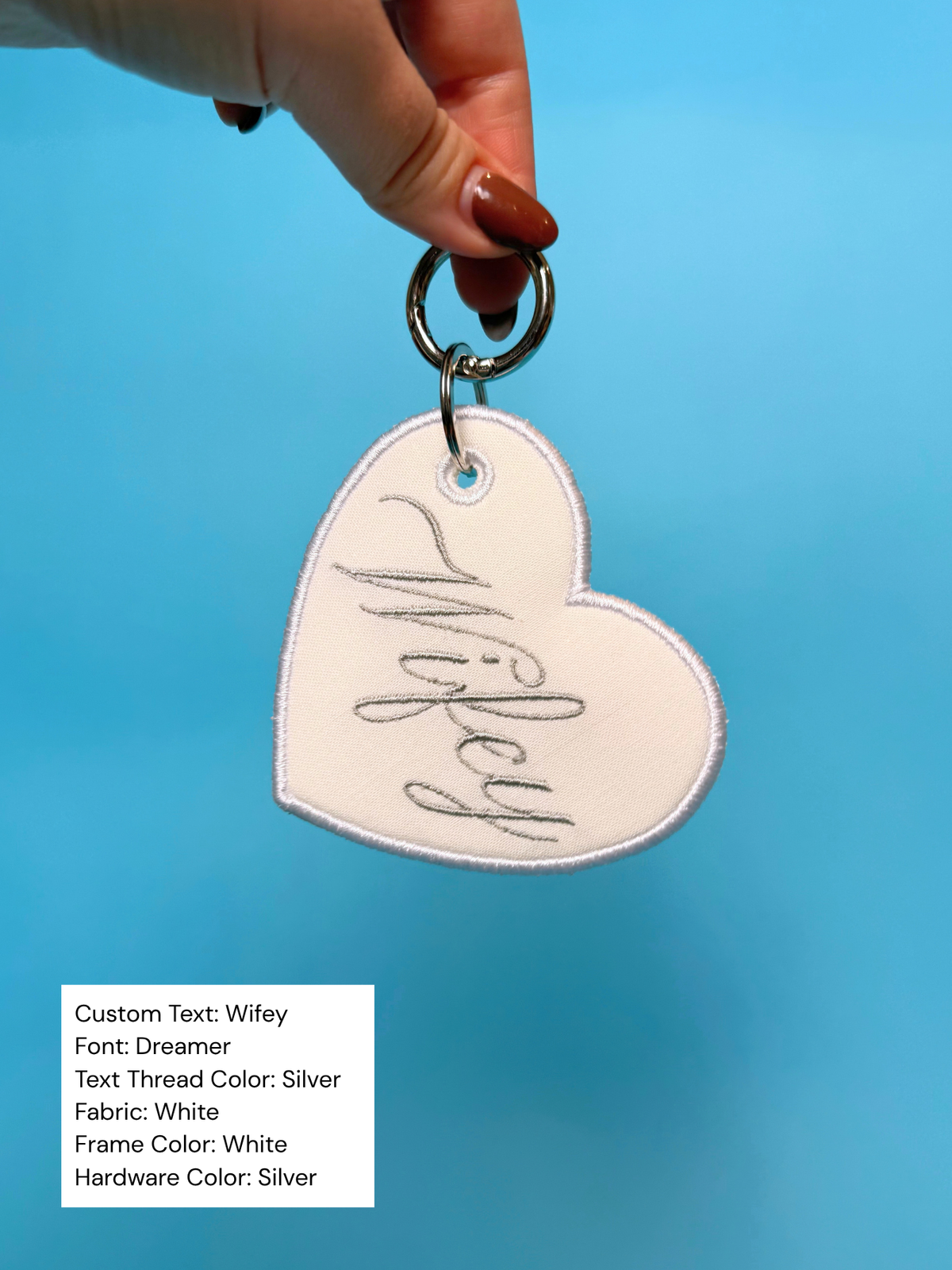 Personalized Embroidered Heart-Shaped Bag Tag