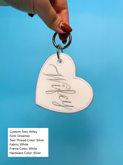 Personalized Embroidered Heart-Shaped Bag Tag