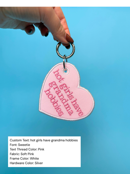 Personalized Embroidered Heart-Shaped Bag Tag