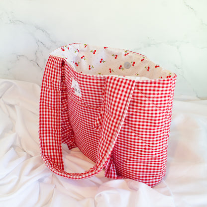 The Cherry Babe Small Ruffle Tote Bag
