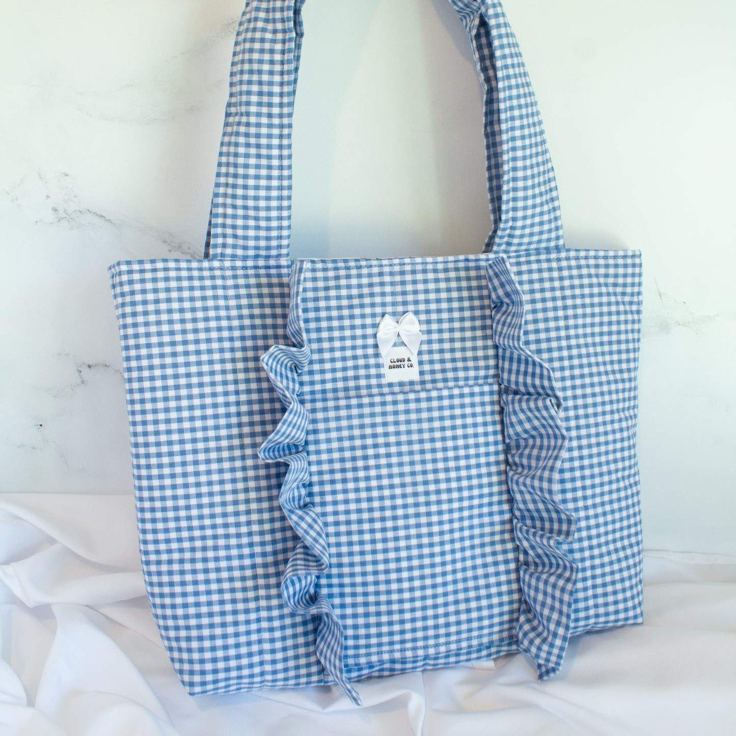 The Gingham Dream Small Ruffle Tote Bag