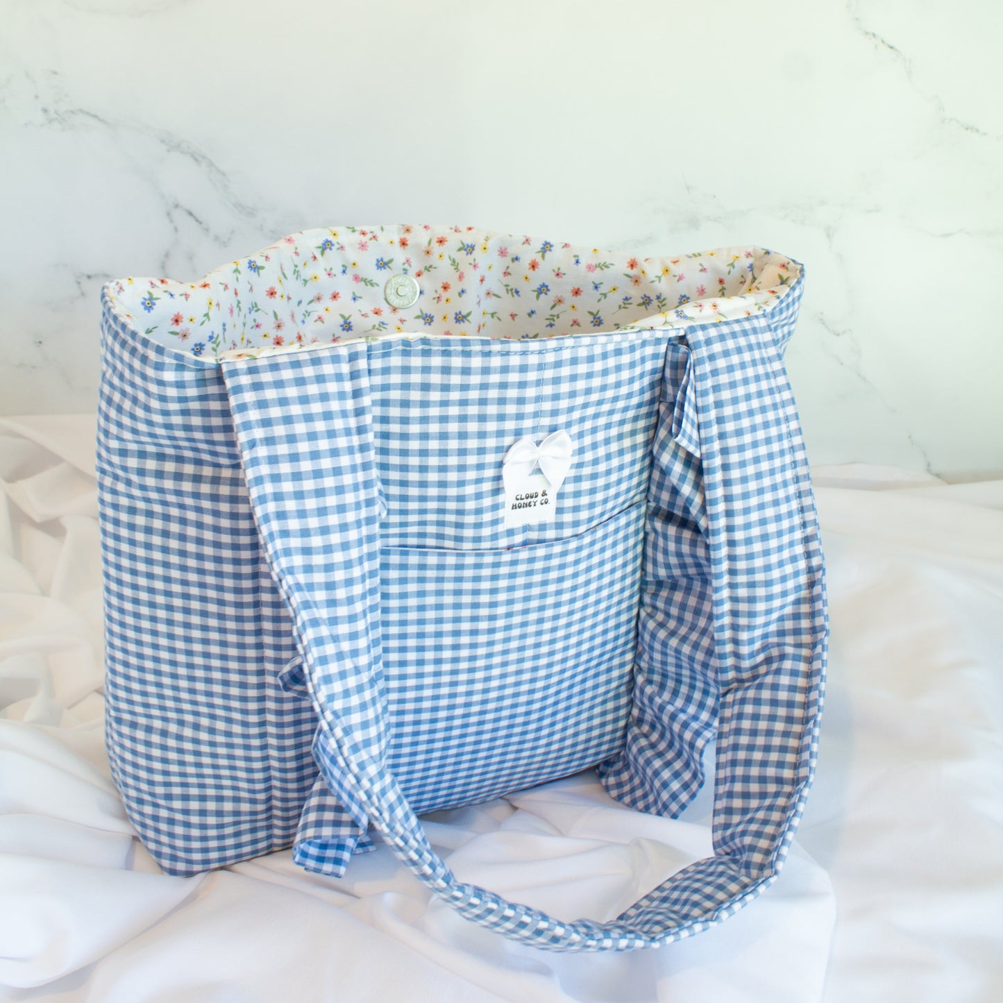 The Gingham Dream Small Ruffle Tote Bag