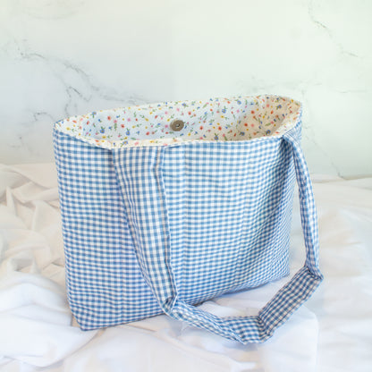 The Gingham Dream Small Ruffle Tote Bag