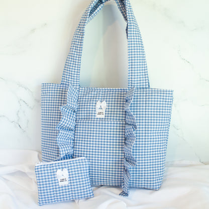 The Gingham Dream Small Ruffle Tote Bag