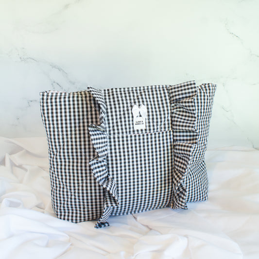 The Checkered Bow Small Ruffle Tote Bag