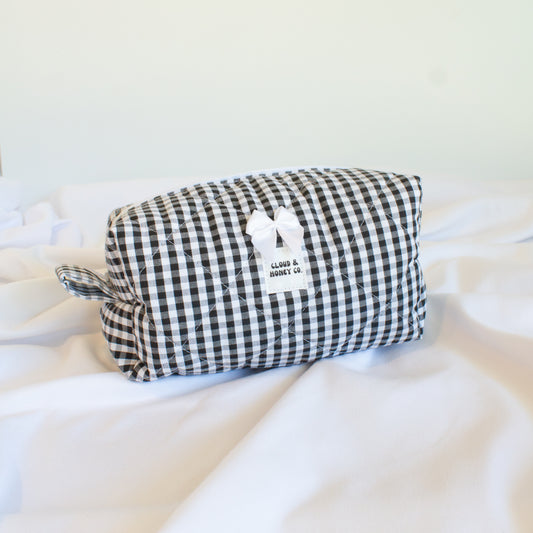 The Checkered Bow Small Makeup Bag